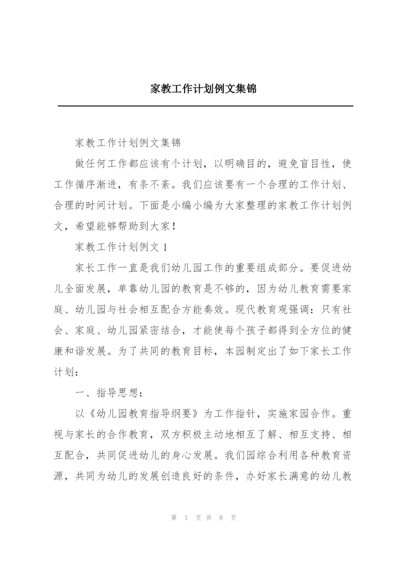 家教工作计划例文集锦.docx