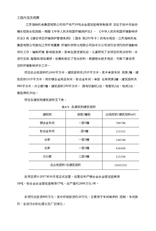 年产35吨合金固定座椅架制造环境影响报告