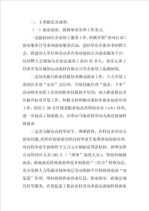 县人力资源和社会保障局工作总结