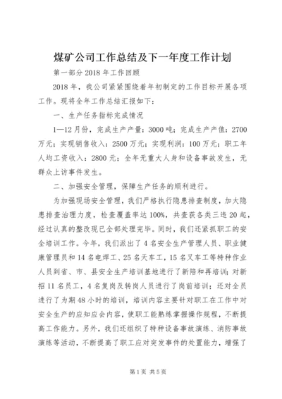 煤矿公司工作总结及下一年度工作计划.docx