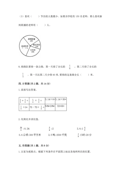 小学六年级上册数学期末考试卷带答案（达标题）.docx