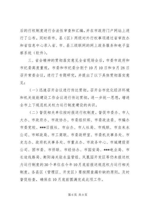 关于全省规范机关内部权力运行现场会议精神传达贯彻意见.docx