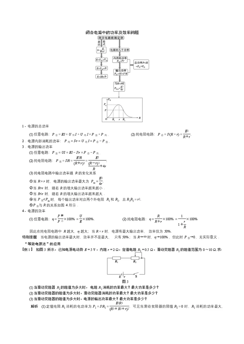 闭合电路中的功率及效率问题