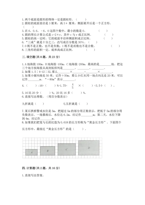 小学数学毕业测试卷含答案（轻巧夺冠）.docx