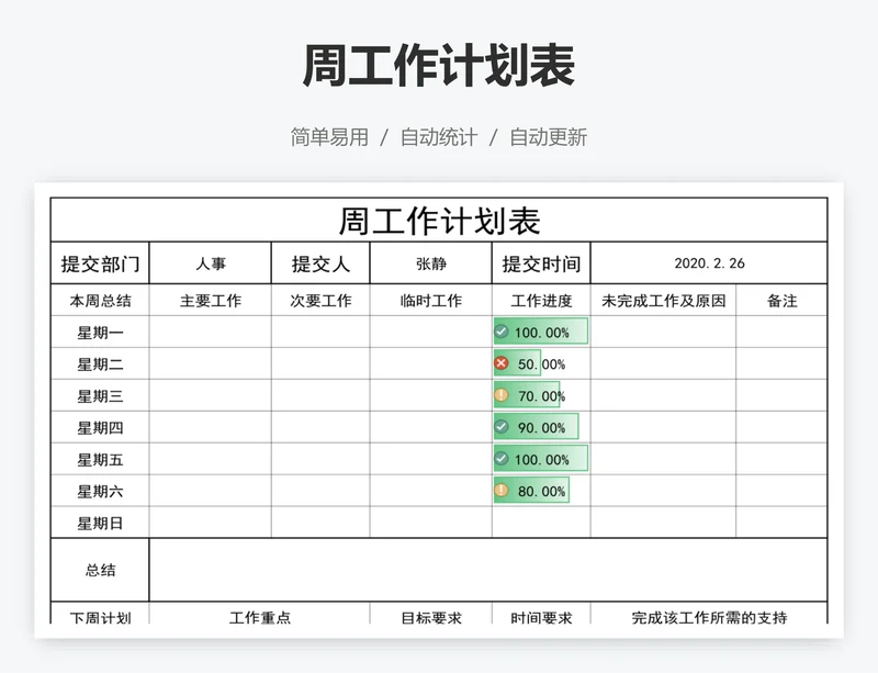 周工作计划表