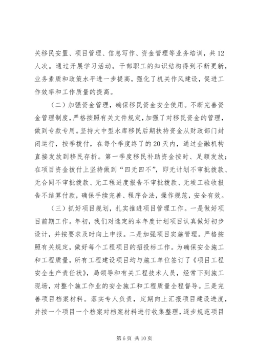 水库移民工作管理局年度总结及计划.docx