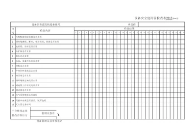 强夯机使用前安全检查记录表