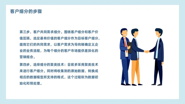 简约蓝色效果客户细分客户关系管理营销策划PPT模板