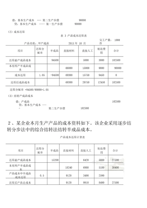 成本会计形考五