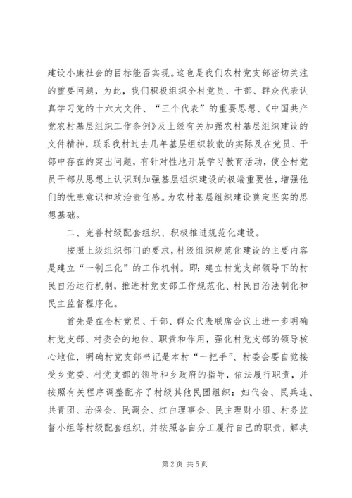 村党支部基层组织规范化建设活动情况汇报.docx