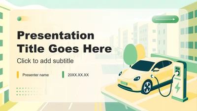 黄绿色插画风新能源汽车市场调研报告PPT主题模板