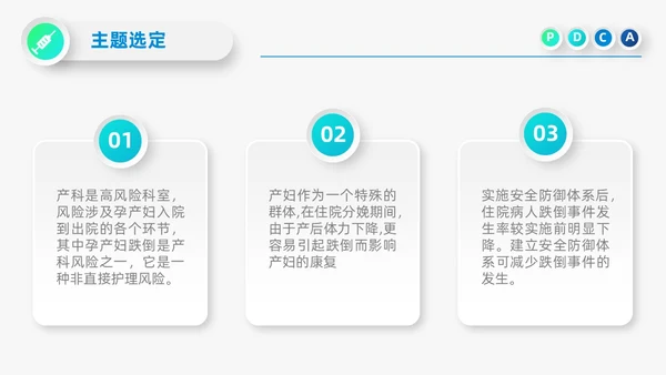 蓝色微立体医院护理PDCA品管圈案例汇报PPT模板动态pdca