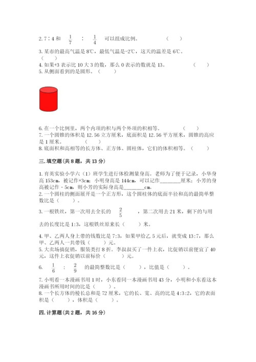 六年级下册数学期末测试卷含完整答案【名师系列】.docx