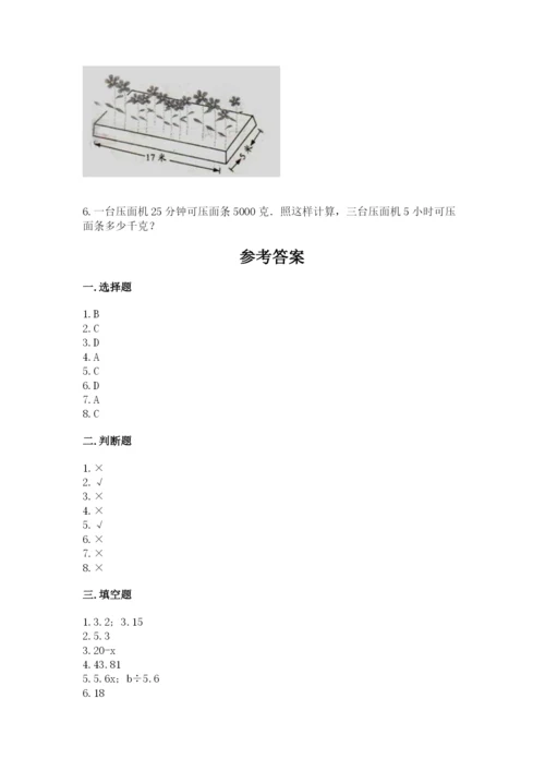 人教版五年级上册数学期末测试卷含答案解析.docx