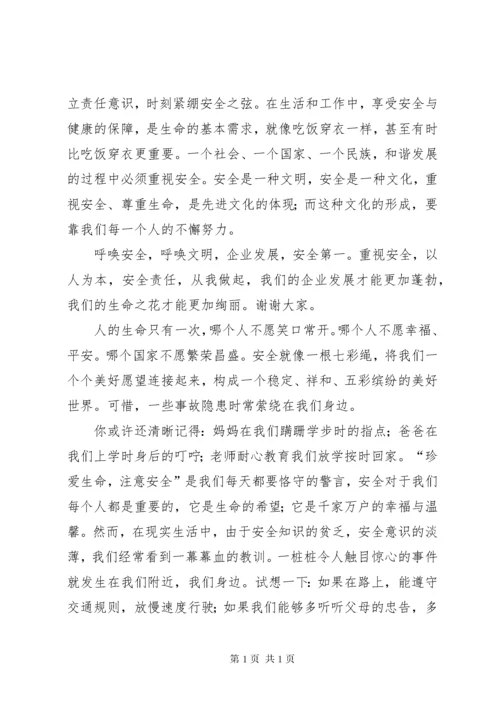 有关安全方面的演讲稿 (2).docx