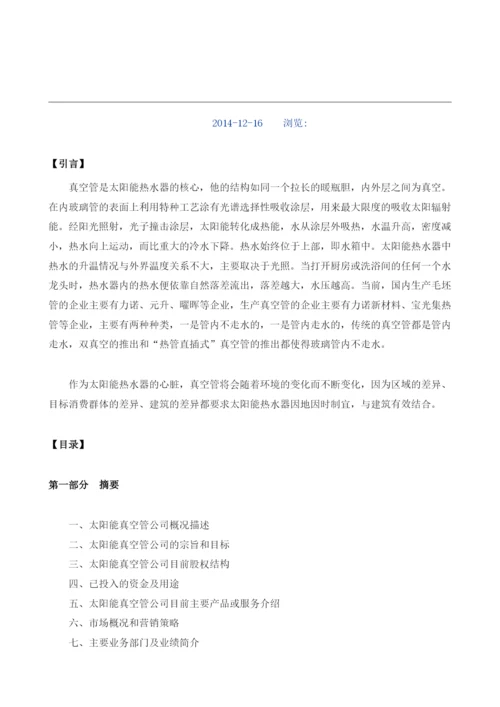 太阳能真空管项目融资商业计划书模板.docx