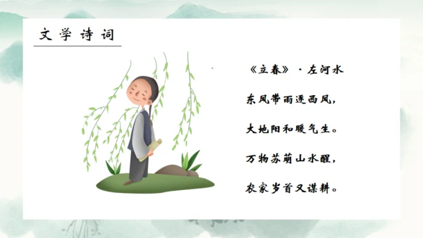 春风杨柳立春柳枝柳树通用PPT模板
