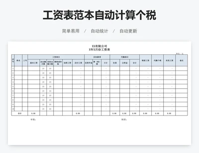工资表范本自动计算个税