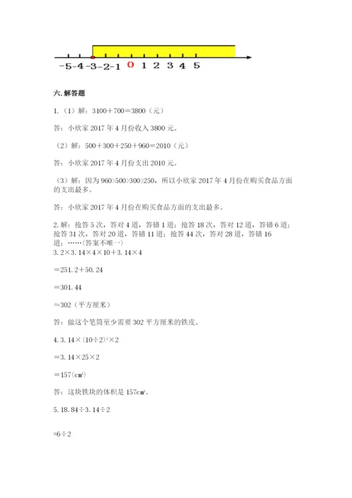 平安县六年级下册数学期末测试卷（精品）.docx