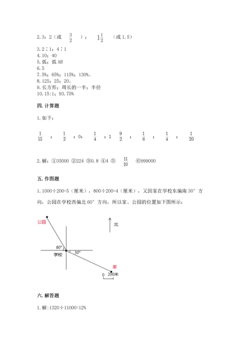 人教版六年级上册数学期末测试卷及答案（最新）.docx