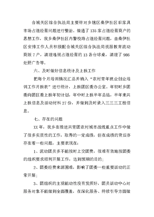 XX乡镇团委工作汇报