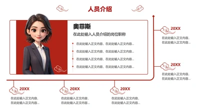 人员介绍-红色党政风活动宣传关系页PPT单页