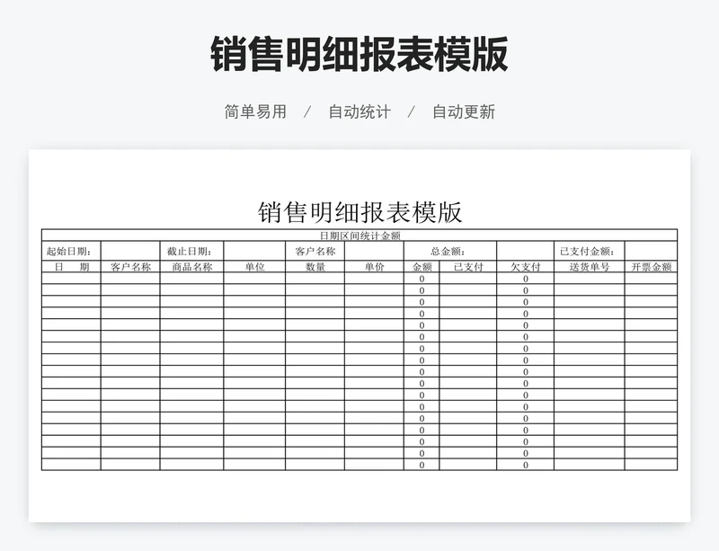 销售明细报表模版