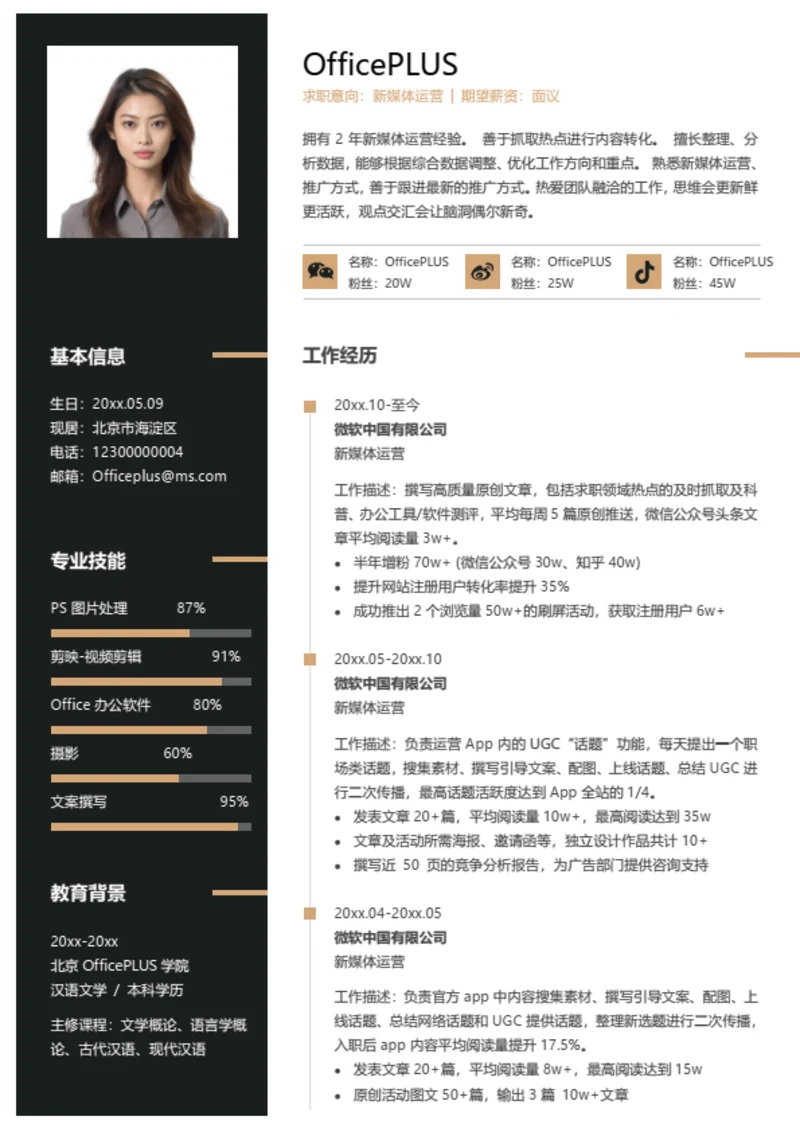 新媒体运营简历模板