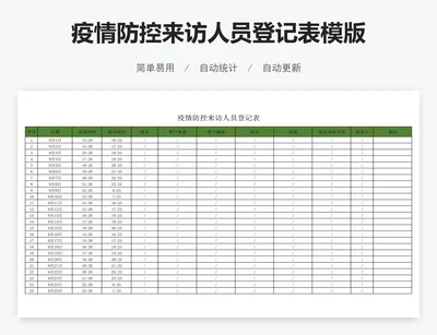 疫情防控来访人员登记表模版