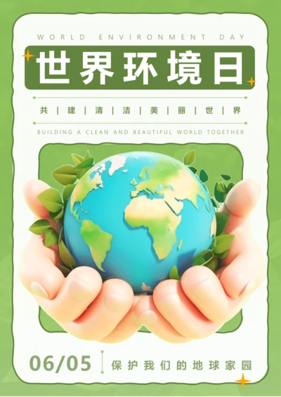 3D风世界环境日海报
