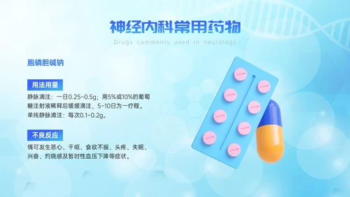 蓝色简约展板风神经内科常用药解析培训PPT课件
