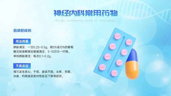 蓝色简约展板风神经内科常用药解析培训PPT课件