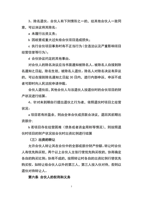 合伙人协议书范文word文档模板