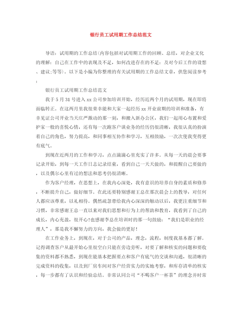 精编之银行员工试用期工作总结范文.docx