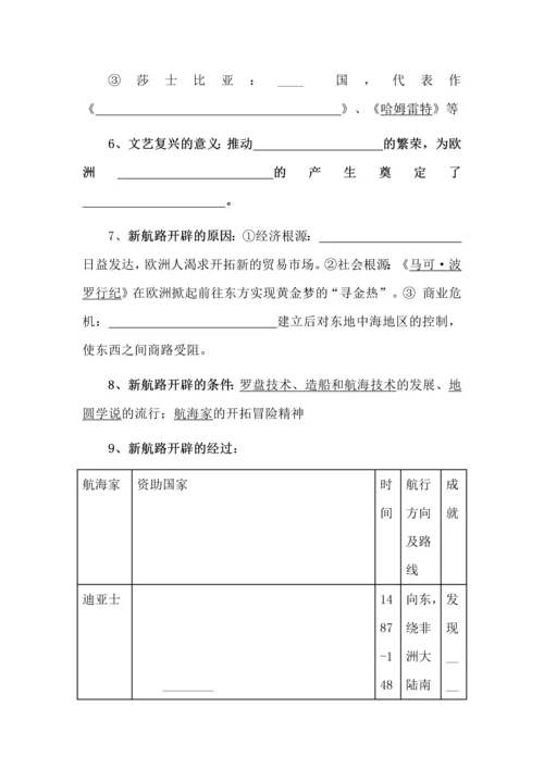 九年级历史上册知识点填空版.docx