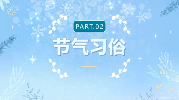 蓝色清新冬日二十四节气小寒主题班会PPT模板