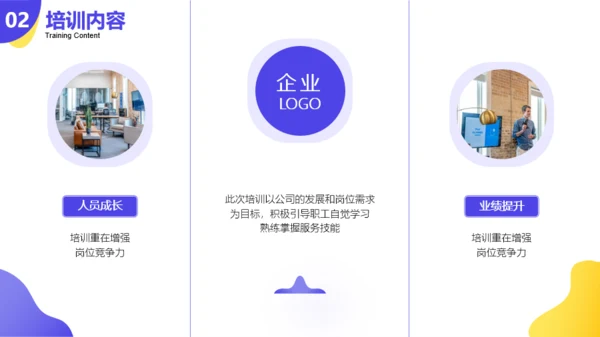 紫黄撞色简约商务风企业培训PPT模板