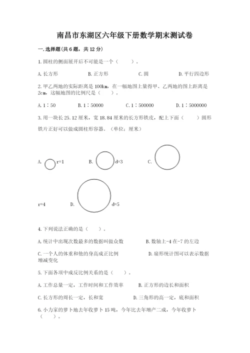南昌市东湖区六年级下册数学期末测试卷及完整答案1套.docx