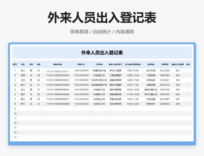 外来人员出入登记表