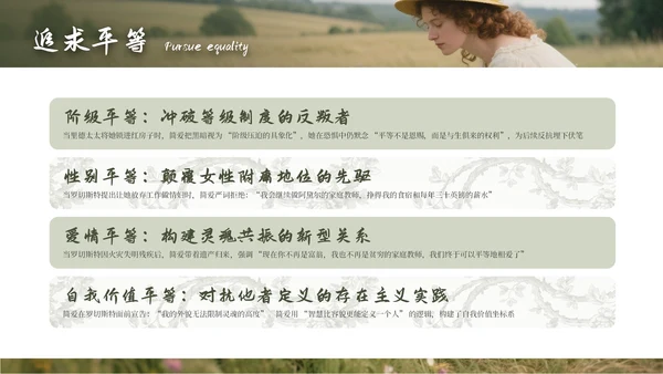 绿色简约《简·爱》读书分享通用PPT模板