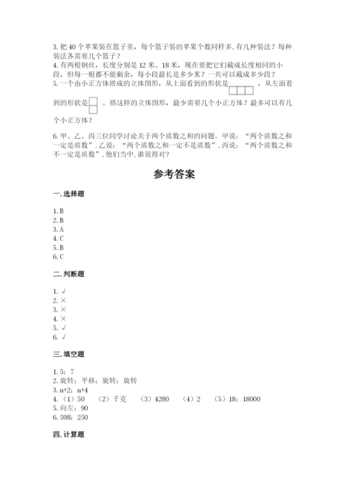 人教版数学五年级下册期末测试卷往年题考.docx