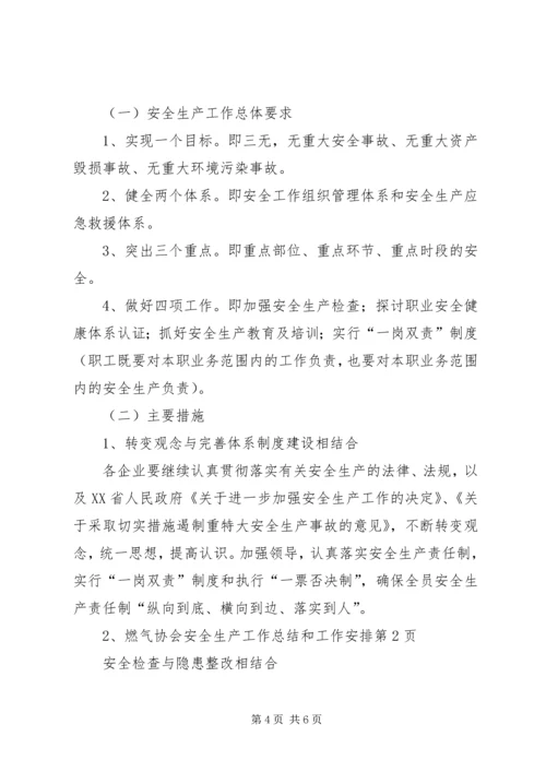 燃气协会安全生产工作总结和工作安排.docx