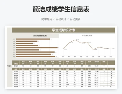 简洁成绩学生信息表