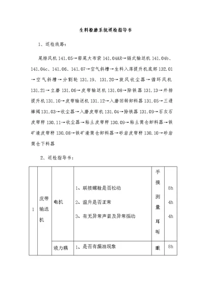 水泥公司生料粉磨系统巡检指导书