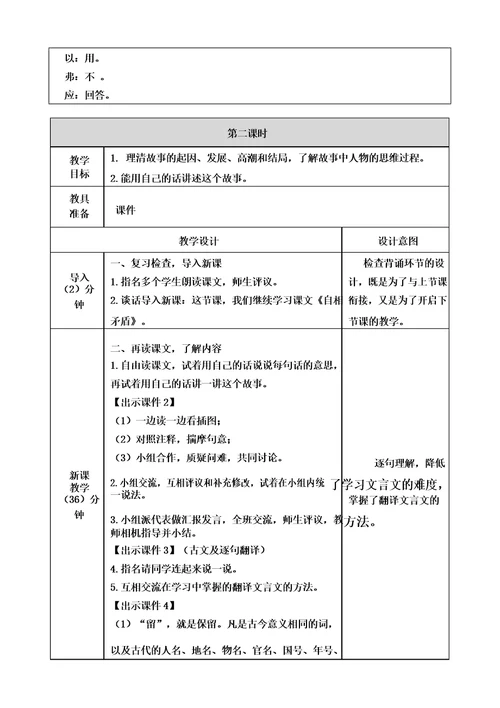 部编五年级下册语文15自相矛盾教案及作业设计