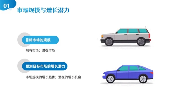 蓝色插画汽车营销策划方案PPT模板宣传PPT动态PPT
