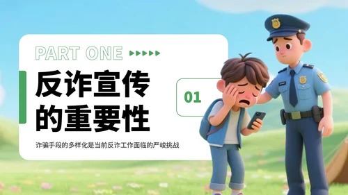 绿色3D风反对电信诈骗知识宣传PPT