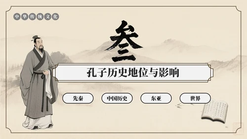 棕色中国风孔子诞辰文化讲座PPT