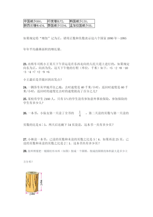 人教版六年级下册数学应用题100道及答案(易错题).docx