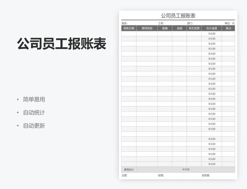 公司员工报账表